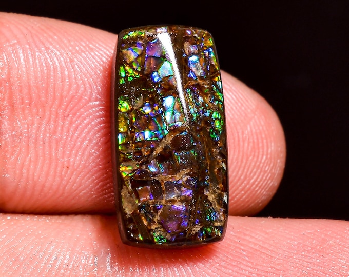 Tempting Top Grade Quality 100% Natural Ammolite Radiant Shape Cabochon Loose Gemstone For Making Jewelry 16X8X4 MM 08.00 Cts. KR41-47