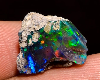 Stunning Top Grade Quality 100% Natural Welo Fire Black Ethiopian Opal Rough Loose Gemstone For Making Jewelry 14X12X10 MM 5.5 Cts. KR04-45