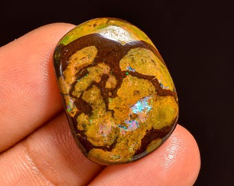 Boulder Opal Cabochon: Natural Gemstone for Jewelry Making (22X17X5 MM, 16.50 Cts.)