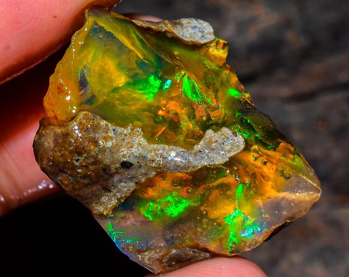 Opal Rough Gemstone, Natural Crystal Opal Rough,Welo Fire Crystal Opal, Flashy Fire Specimens Ethiopian Opal Raw, Oil Opal Rough, 26.00 Cts.