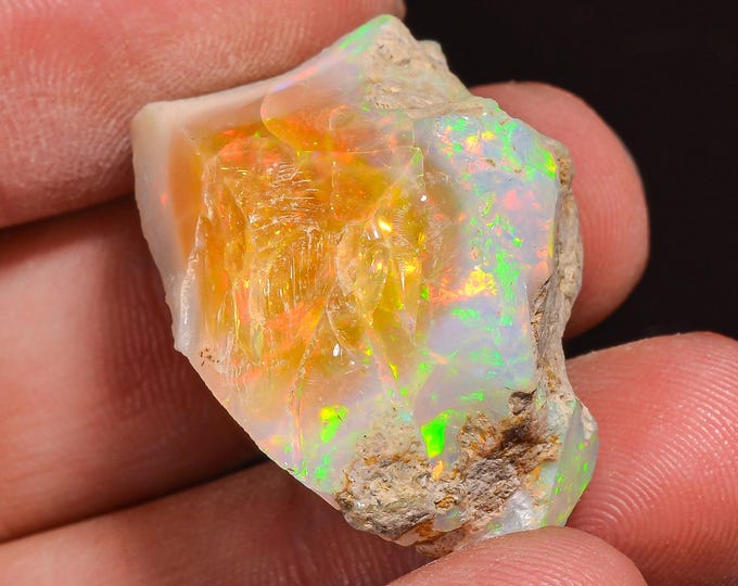 Exclusive Top Grade Quality 100% Natural Welo Fire Ethiopian Opal Fancy Rough Loose Gemstone For Making Jewelry 30X20X18MM 46.00 Cts KR58-16