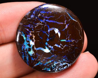 Boulder Opal Cabochon: Round Gemstone for Jewelry Making (27X27X7 MM, 58 Cts.)