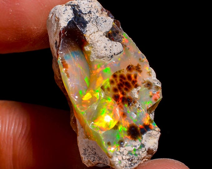 AAA+ Grade Natural Ethiopian Opal Rough Lot, Welo Fire Opal Raw, Opal Crystal, Raw Opal Stone Opal, Dry Opal Gemstone Raw 19.50 Cts.