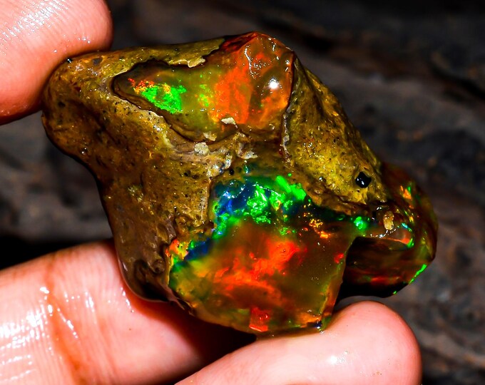 Opal Rough Gemstone, Natural Crystal Opal Rough,Welo Fire Crystal Opal, Flashy Fire Specimens Ethiopian Opal Raw, Oil Opal Rough, 52.50 Cts.