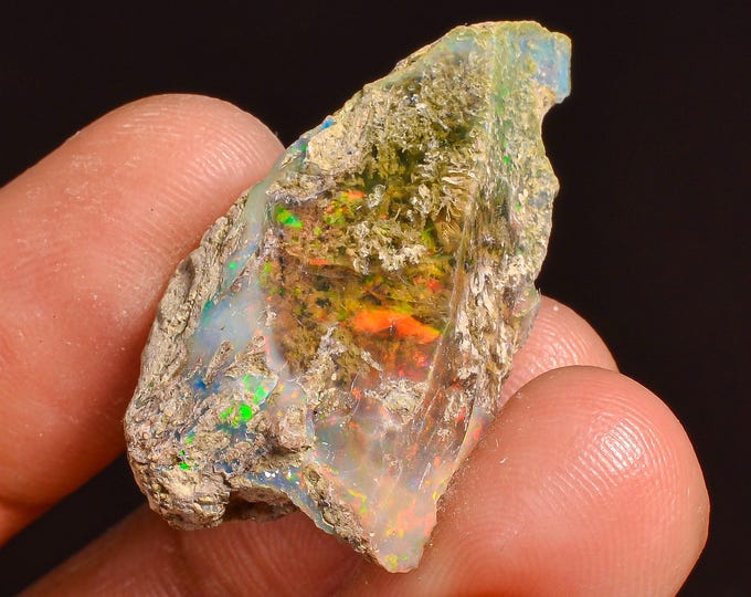 Wonderful Top Grade Quality 100% Natural Welo Fire Ethiopian Opal Fancy Rough Loose Gemstone For Making Jewelry 31X17X8 MM 20.50 Cts KR57-31