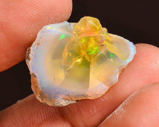 Mind Blowing Top Grade Quality 100% Natural Welo Fire Ethiopian Opal Rough Loose Gemstone For Making Jewelry 20X19X8 MM 14.00 Cts. KR57-32