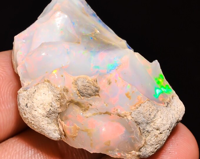 42.5 Cts. 100% Natural Welo Fire Ethiopian Opal Rough Loose Gemstone 32X24X15 MM