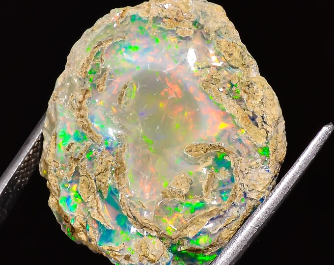 Excellent Top Grade Quality 100% Natural Welo Fire White Ethiopian Opal Rough Loose Gemstone For Making Jewelry 25X21X10 MM 28.Cts. OM12-60
