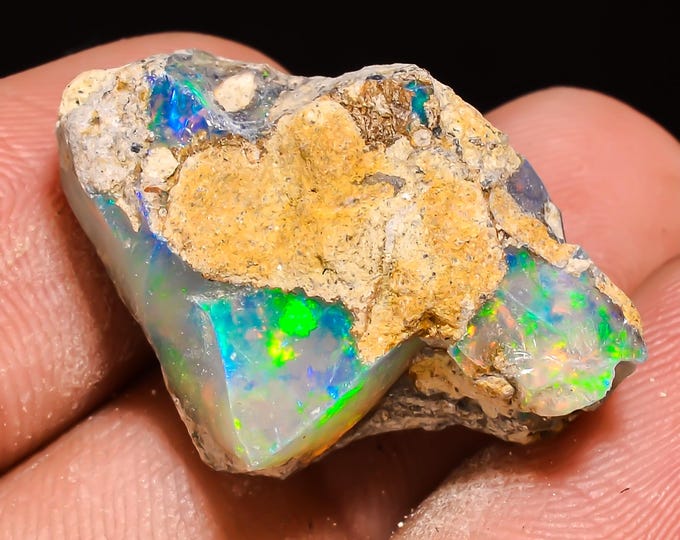 16.00 Cts. 100% Natural Welo Fire Ethiopian Opal Rough Loose Gemstone 26x16x10 MM