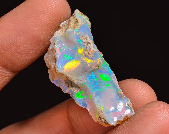 Exclusive Top Grade Quality 100% Natural Welo Fire Ethiopian Opal Fancy Rough Loose Gemstone For Making Jewelry 30X14X11 MM 20.00 Cts KR63-8