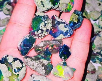 Lote de Opala Negra Etíope Bruta | Gemas Naturais Não Tratadas