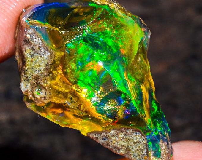 Opal Rough Gemstone, Natural Crystal Opal Rough,Welo Fire Crystal Opal, Flashy Fire Specimens Ethiopian Opal Raw, Oil Opal Rough, 18.00 Cts.