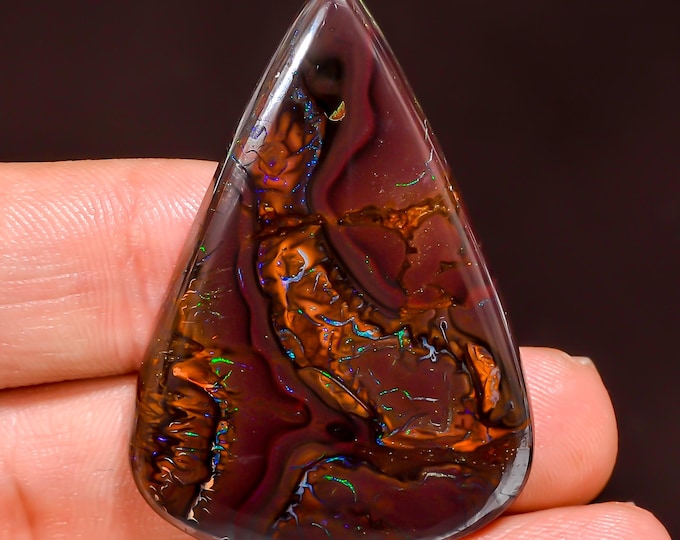 Incredible Top Grade Quality 100% Natural Boulder Opal Pear Shape Cabochon Loose Gemstone For Making Jewelry 44X30X5 MM 61.00 Cts. KR44-25