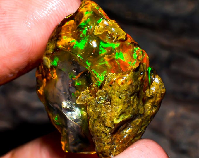 Opal Rough Gemstone, Natural Crystal Opal Rough,Welo Fire Crystal Opal, Flashy Fire Specimens Ethiopian Opal Raw, Oil Opal Rough, 26.00Cts.