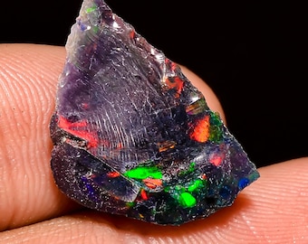 Outstanding Top Grade Quality 100% Natural Welo Fire Black Ethiopian Opal Rough Loose Gemstone For Making Jewelry 19X13X7 MM 5 Cts. KR04-17