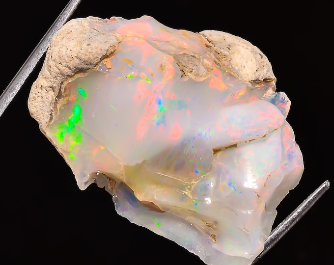 Natural Welo Fire Ethiopian Opal Rough 42.5cts Loose Gemstone 32x24x15mm Top Quality Jewelry Making OM12-84