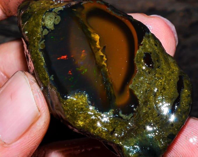 Opal Rough Gemstone, Natural Crystal Opal Rough,Welo Fire Crystal Opal, Flashy Fire Specimens Ethiopian Opal Raw, Oil Opal Rough,134.00 Cts.