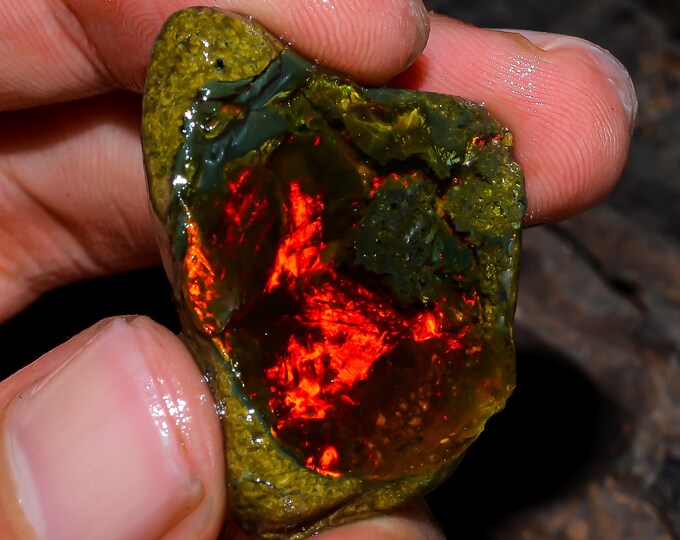 Opal Rough Gemstone, Natural Crystal Opal Rough,Welo Fire Crystal Opal, Flashy Fire Specimens Ethiopian Opal Raw, Oil Opal Rough, 29.50 Cts.
