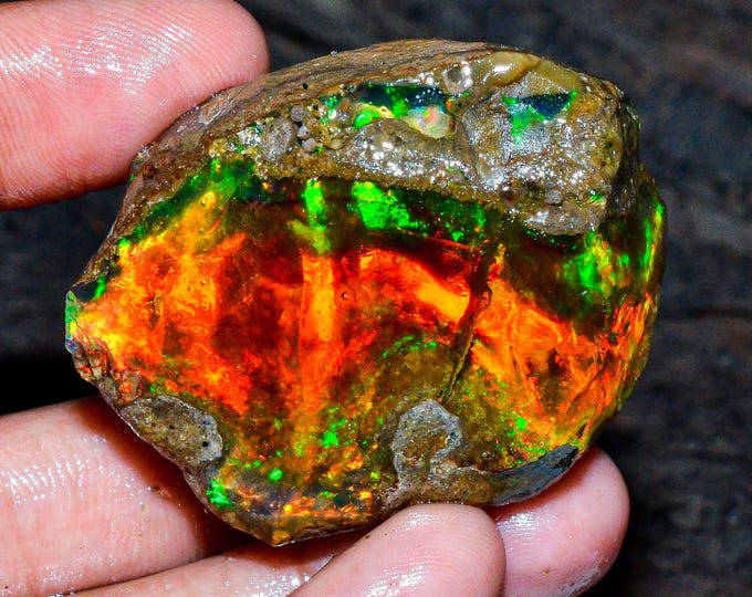 Opal Rough Gemstone, Natural Crystal Opal Rough,Welo Fire Crystal Opal, Flashy Fire Specimens Ethiopian Opal Raw, Oil Opal Rough,168.00 Cts.