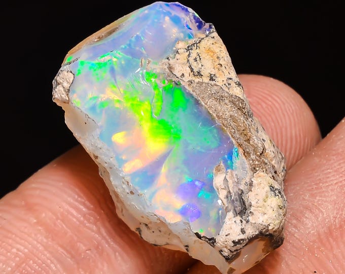 16.5 Cts. 100% Natural Welo Fire Ethiopian Opal Rough Loose Gemstone  23X13X10 MM