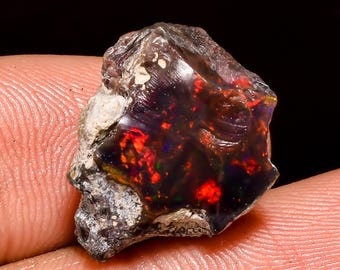 Marvellous Top Grade Quality 100% Natural Welo Fire Black Ethiopian Opal Rough Loose Gemstone For Making Jewelry 17X14X9 MM 9.5 Cts. KR04-15