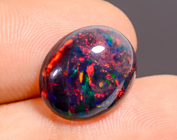 Awesome Top Grade Quality 100% Natural Black Ethiopian Opal Oval Shape Cabochon Loose Gemstone For Making Jewelry 15X12X5MM 05.00 Cts KR4027