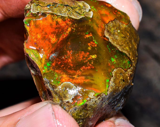 Opal Rough Gemstone, Natural Crystal Opal Rough,Welo Fire Crystal Opal, Flashy Fire Specimens Ethiopian Opal Raw, Oil Opal Rough, 9.75 Cts.