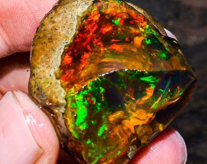 Opal Rough Gemstone, Natural Crystal Opal Rough,Welo Fire Crystal Opal, Flashy Fire Specimens Ethiopian Opal Raw, Oil Opal Rough,88.50 Cts.