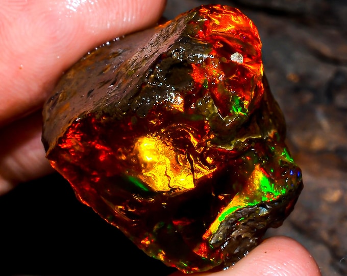 Opal Rough Gemstone, Natural Crystal Opal Rough,Welo Fire Crystal Opal, Flashy Fire Specimens Ethiopian Opal Raw, Oil Opal Rough, 46.50 Cts.
