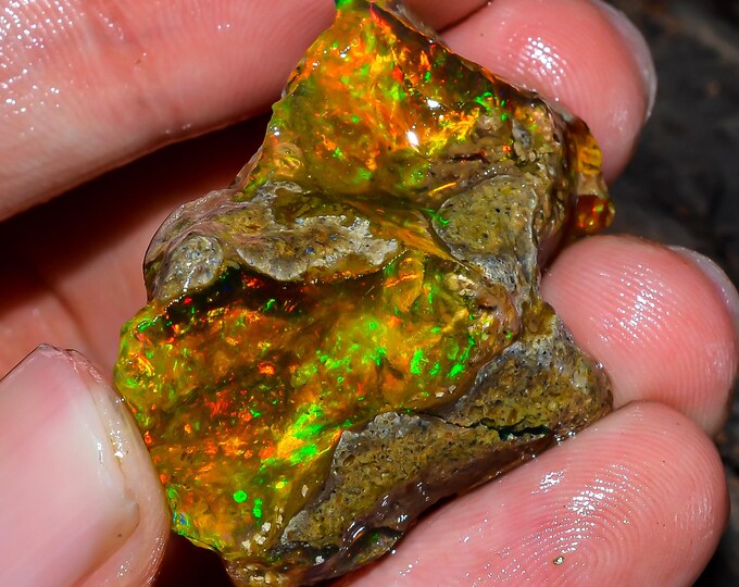 Opal Rough Gemstone, Natural Crystal Opal Rough,Welo Fire Crystal Opal, Flashy Fire Specimens Ethiopian Opal Raw, Oil Opal Rough, 59.00 Cts.