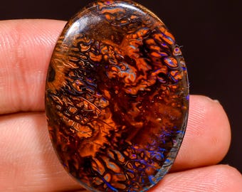 Natural Koroit Boulder Opal Cabochon: Untreated Gemstone (34X24X5 MM, 49.50 Cts)