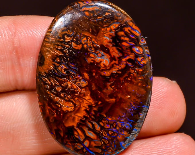 Beautiful Top Grade Quality 100% Natural Boulder Opal Oval Shape Cabochon Loose Gemstone For Making Jewelry 34X24X5 MM 49.50 Cts. KR44-15