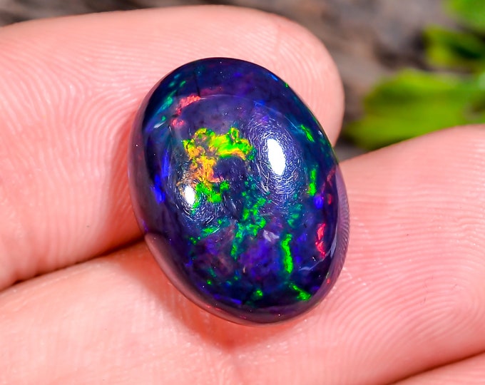 Classic Top Grade Quality 100% Natural Black Ethiopian Opal Oval Shape Cabochon Loose Gemstone For Making Jewelry 17X13X7MM 08.00 Cts KR4029