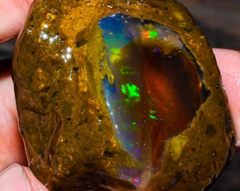 Welo Fire Opal Rough Gemstone: Ethiopian Crystal Specimen, 73.00 Cts