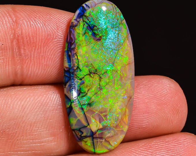 Monarch Opal Sterling Fine Opal Gems Oval Shape Cabochon Loose Gemstone For Making Jewelry 30X14X3 MM 08.00 Cts. KR43-6