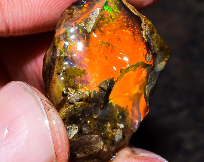 Opal Rough Gemstone, Natural Crystal Opal Rough,Welo Fire Crystal Opal, Flashy Fire Specimens Ethiopian Opal Raw, Oil Opal Rough, 18.50 Cts.