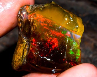 Opal Rough Gemstone, Natural Crystal Opal Rough,Welo Fire Crystal Opal, Flashy Fire Specimens Ethiopian Opal Raw, Oil Opal Rough, 31.00 Cts.