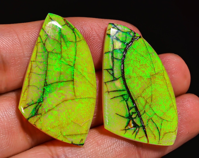 Elegant Top Grade Quality 100% Natural Monarch Opal Fancy Shape Cabochon Loose Gemstone Pair For Making Earrings 31X20X3MM 24.50 Cts KR43-59
