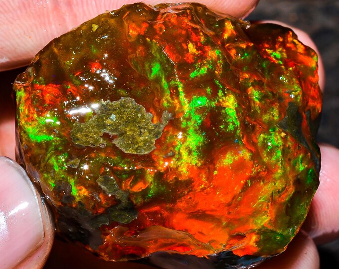 Opal Rough Gemstone, Natural Crystal Opal Rough,Welo Fire Crystal Opal, Flashy Fire Specimens Ethiopian Opal Raw, Oil Opal Rough,160.00 Cts.