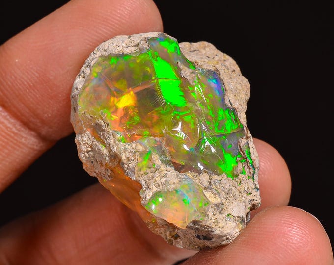 Beautiful Top Grade Quality 100% Natural Welo Fire Ethiopian Opal Fancy Rough Loose Gemstone For Making Jewelry 32X24X15 MM 46.00 Cts KR63-4