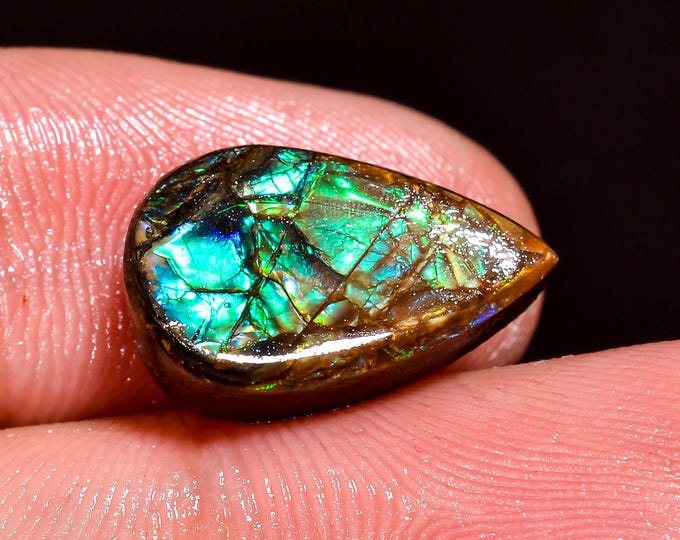 Amazing Top Grade Quality 100% Natural Ammolite Pear Shape Cabochon Loose Gemstone For Making Jewelry 16X10X4 MM 07.50 Cts. KR41-51