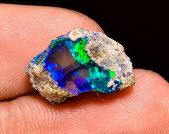 Tempting Top Grade Quality 100% Natural Welo Fire Blue Ethiopian Opal Rough Loose Gemstone For Making Jewelry 15X9X6 MM 5.5 Cts. KR04-22
