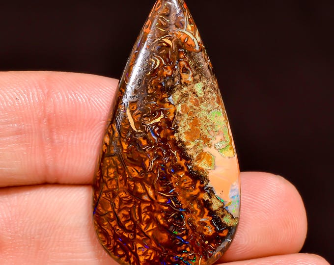 Marvellous Top Grade Quality 100% Natural Boulder Opal Pear Shape Cabochon Loose Gemstone For Making Jewelry 40X20X5 MM 31.50 Cts. KR44-51