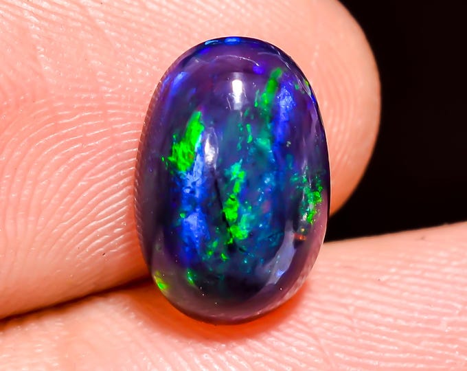 Natural Fire Black Ethiopian Opal Oval Gemstone 12x07x04 MM 2.00 Ct
