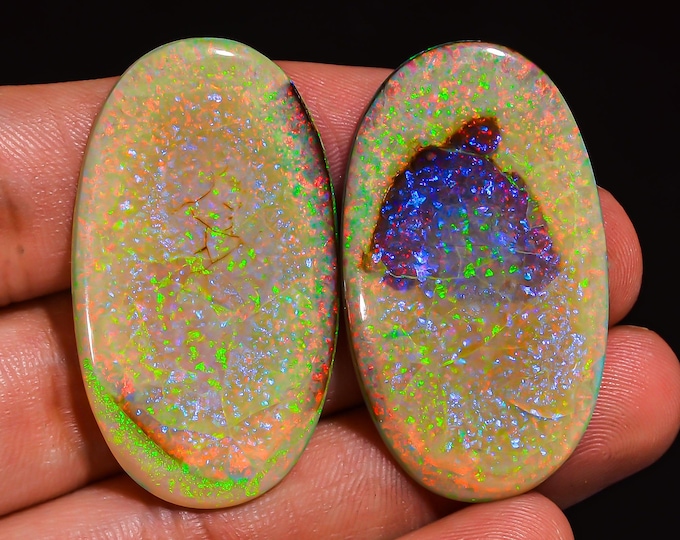 Outstanding Top Grade Quality 100% Natural Monarch Opal Oval Shape Cabochon Gemstone Pair For Making Earrings 38X22X3 MM 30.00 Cts. KR43-42