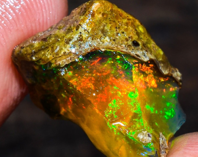 Opal Rough Gemstone, Natural Crystal Opal Rough,Welo Fire Crystal Opal, Flashy Fire Specimens Ethiopian Opal Raw, Oil Opal Rough, 08.00 Cts.