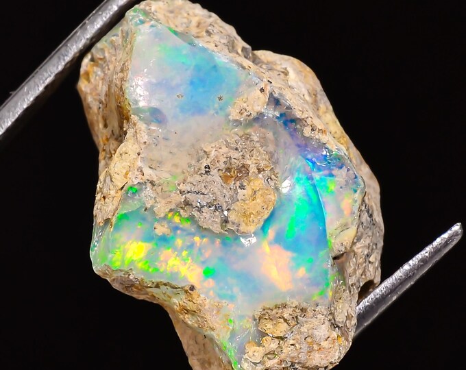18.5 Cts. 100% Natural Welo Fire Ethiopian Opal Rough Loose Gemstone 23x18x13 MM