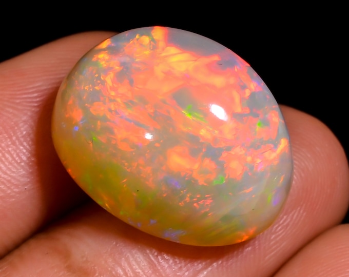 Superb Top Grade Quality 100% Natural Brown Ethiopian Opal Oval Shape Cabochon Loose Gemstone For Making Jewelry 19X14X12MM 16.00 Cts KR4019