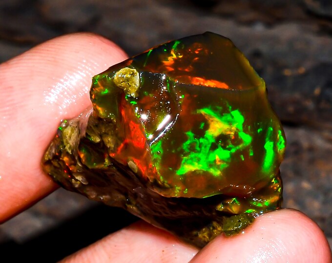 Opal Rough Gemstone, Natural Crystal Opal Rough,Welo Fire Crystal Opal, Flashy Fire Specimens Ethiopian Opal Raw, Oil Opal Rough, 30.50 Cts.