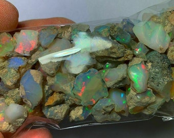 500Cts. Natural Multi Flash Ethiopian Opal Rough Welo Fire Opal Gemstones Lot